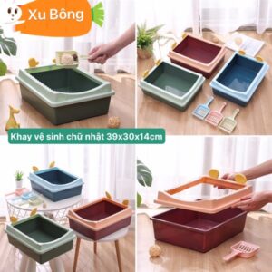 Khay vệ sinh chữ nhật kèm tai 30x40x14cm (MS07)